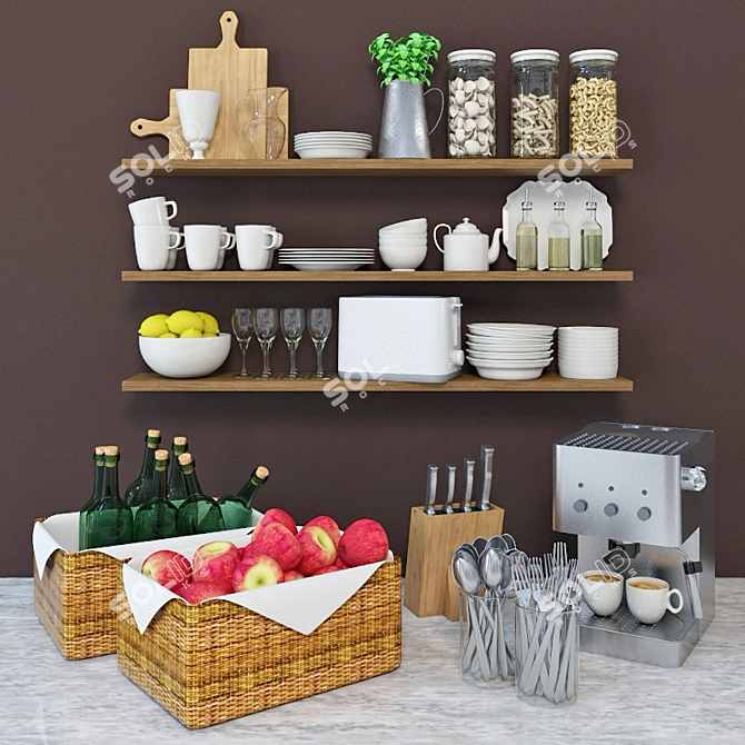 Kitchen Bliss Set: Elevate Your Culinary Decor! 3D model image 1