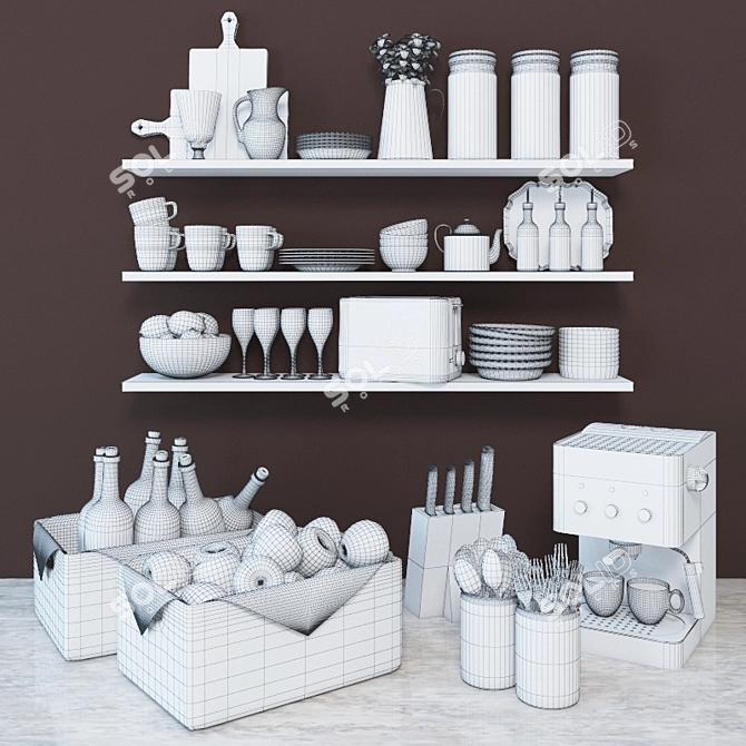 Kitchen Bliss Set: Elevate Your Culinary Decor! 3D model image 2