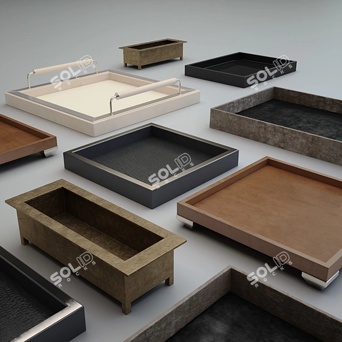 Square Luxury Trays: Exquisite Designs 3D model image 1