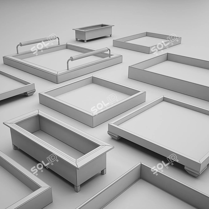 Square Luxury Trays: Exquisite Designs 3D model image 2