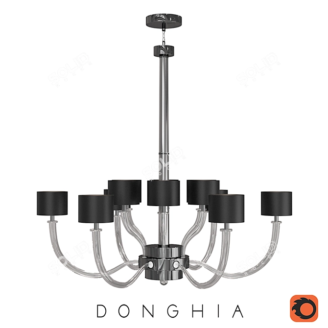 Dazzling Smoke 12-Arm Chandelier 3D model image 1