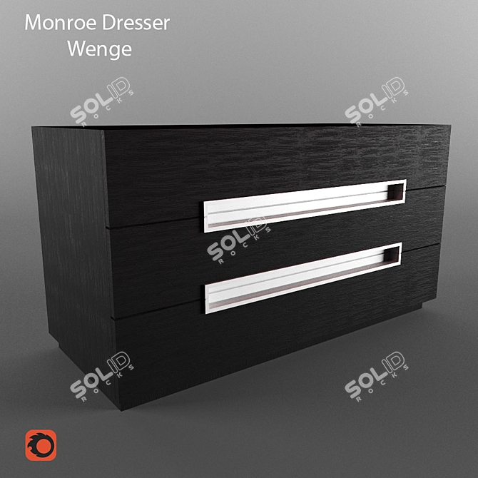 Monroe Wenge Dresser - Elegant Storage Solution! 3D model image 1