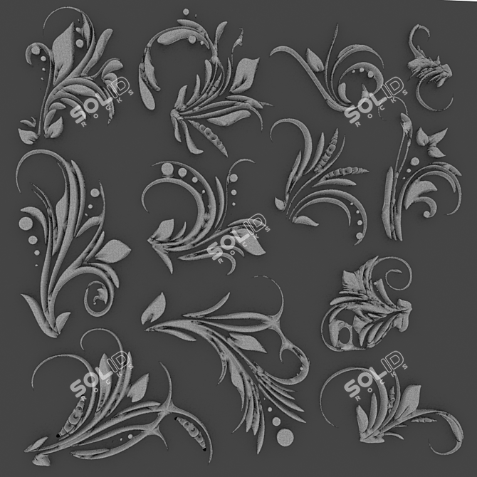 Elegant Ornamental Wall Decor 3D model image 3