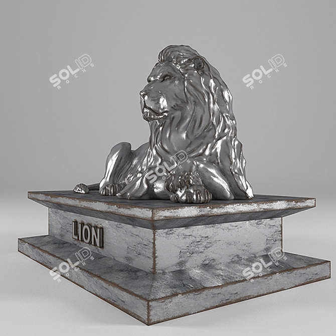  Majestic Lion Sculpture 3D model image 1