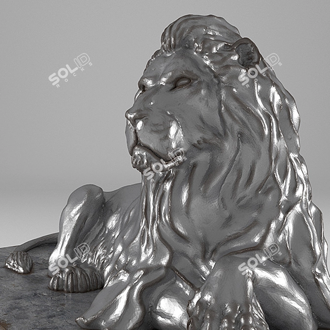  Majestic Lion Sculpture 3D model image 2