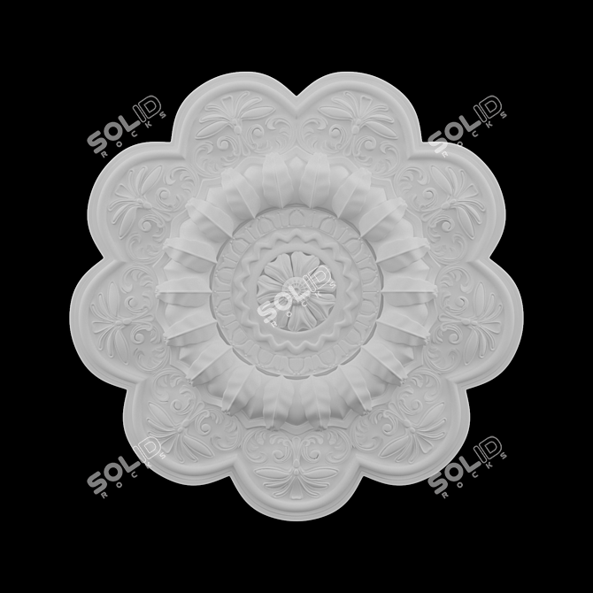 Elegant Rosette Ceiling Tile 3D model image 1