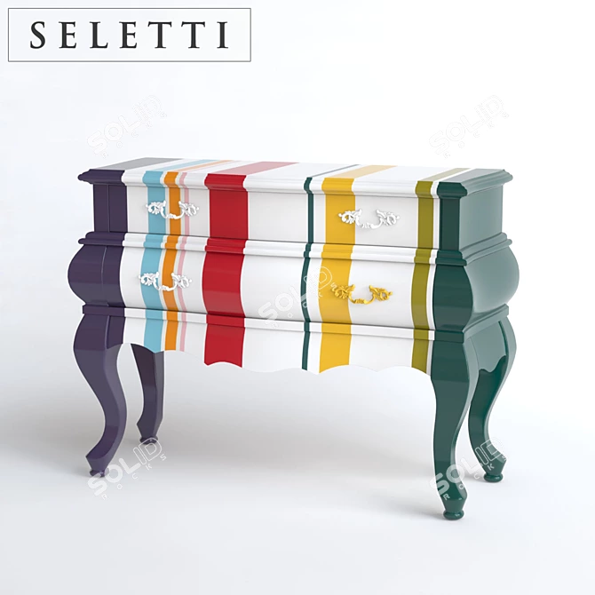 Seletti Trip 2 Drawers: Striped Storage Solution 3D model image 1