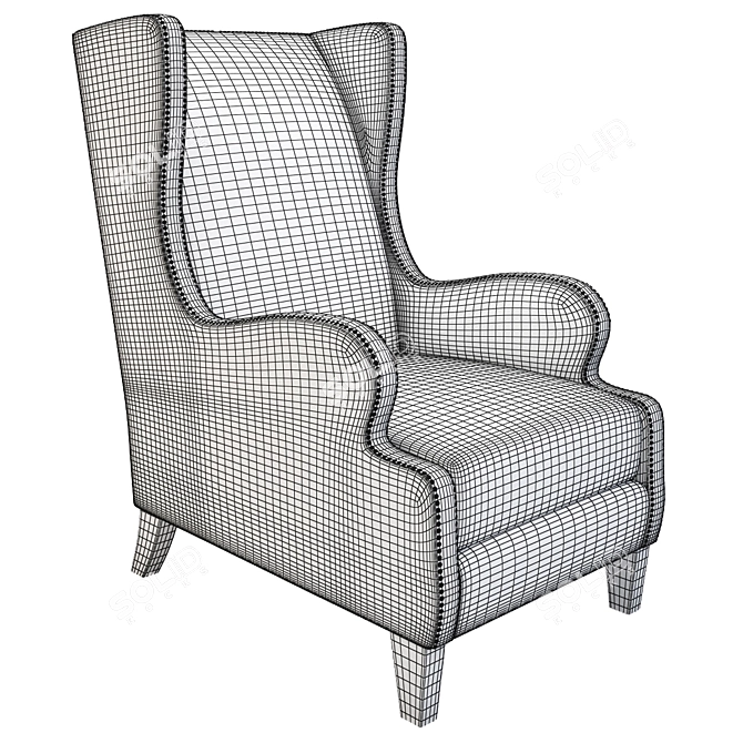 Title: Elegant Pine Armchair with Art Deco Flair 3D model image 3