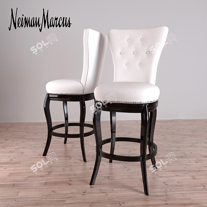 Elegant Tufted Barstool 3D model image 1