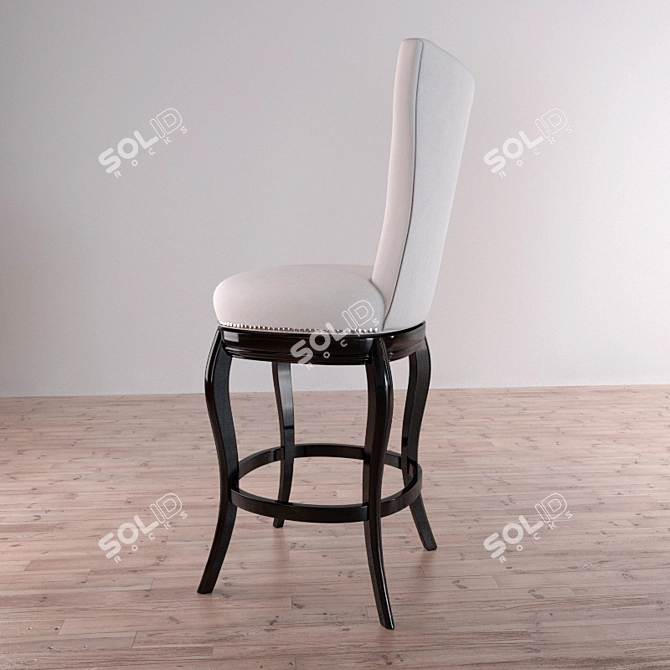 Elegant Tufted Barstool 3D model image 2