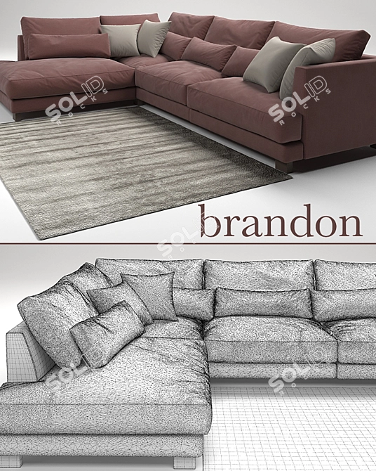 Brandon Sofa | 345cm Length | 108/235cm Depth | 83cm Armrest Height 3D model image 3