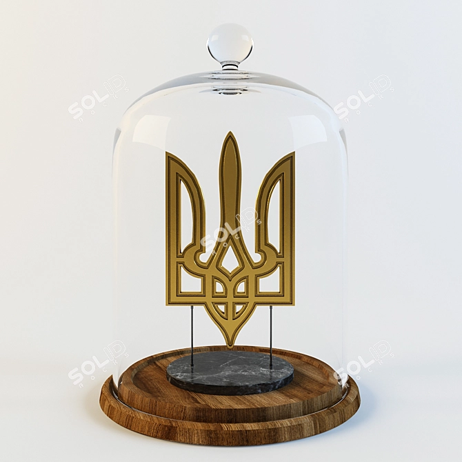 Golden Trident Emblem of Ukraine 3D model image 1