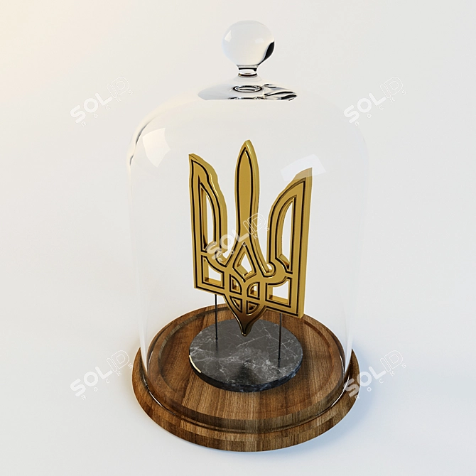 Golden Trident Emblem of Ukraine 3D model image 2