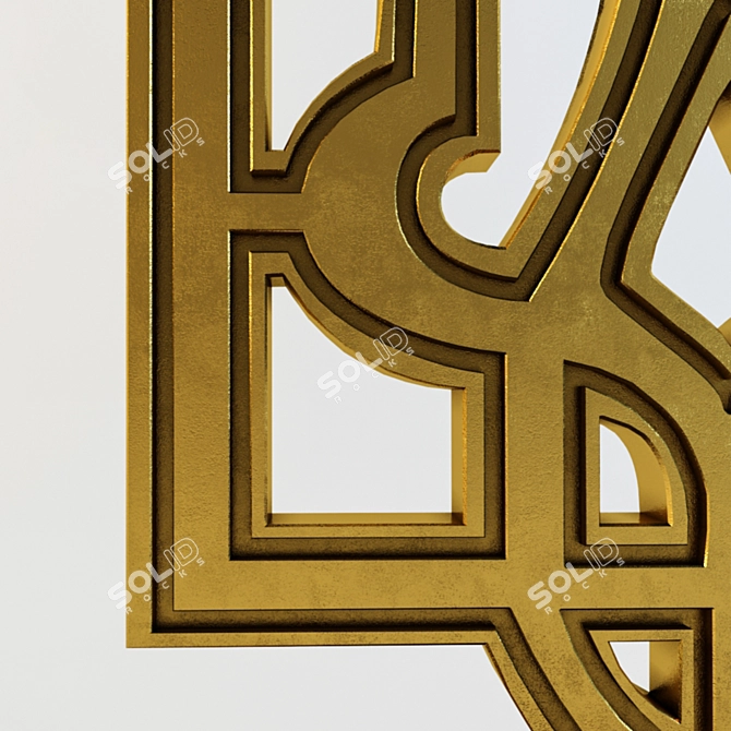 Golden Trident Emblem of Ukraine 3D model image 3