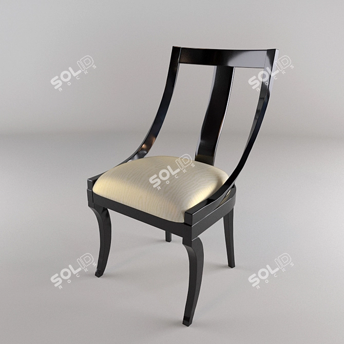 Italian Black Lacquer Dining Chair 3D model image 2