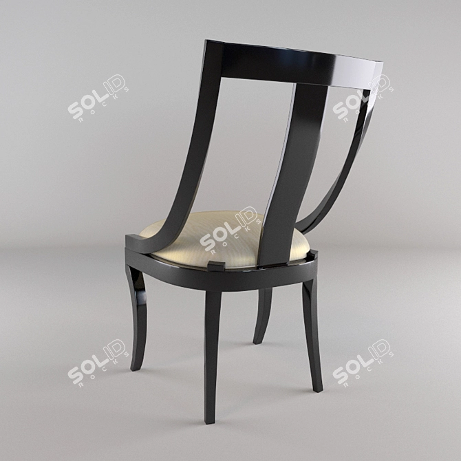 Italian Black Lacquer Dining Chair 3D model image 3