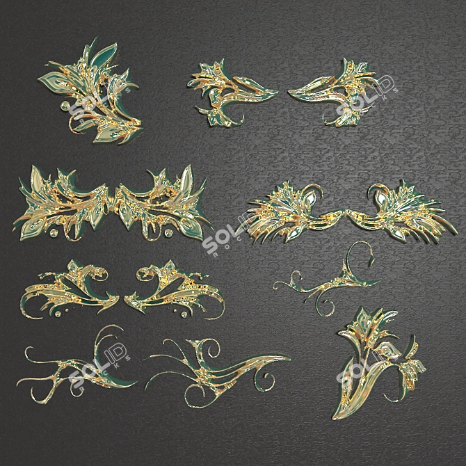 Elegant Wall Ornament Set 3D model image 1