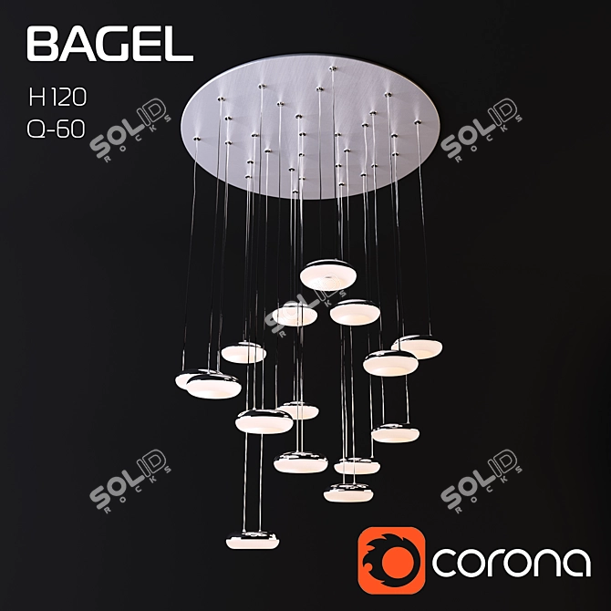 Chrome Bagel Stand: Elegant Metal-Acrylic Base 3D model image 1