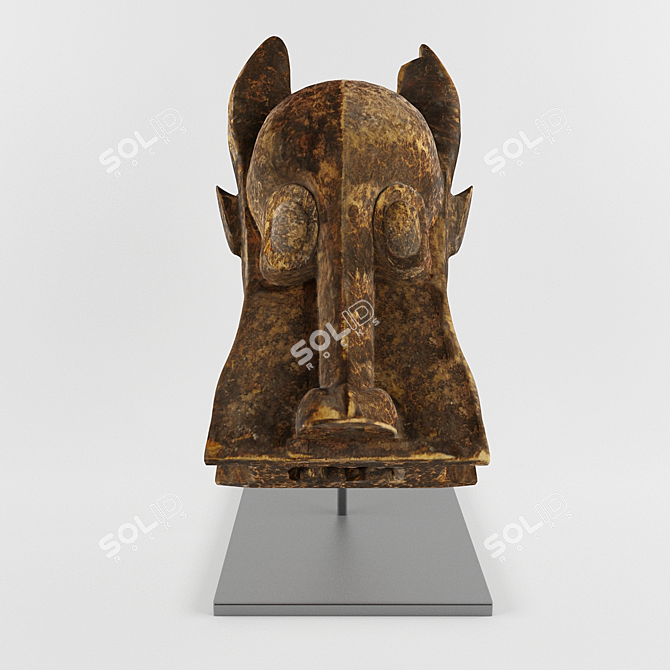 Title: Authentic African Ritual Mask 3D model image 3