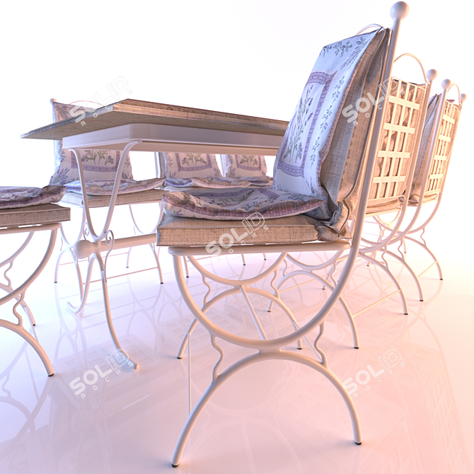 Outdoor Seating Set: Table & Chairs 3D model image 2