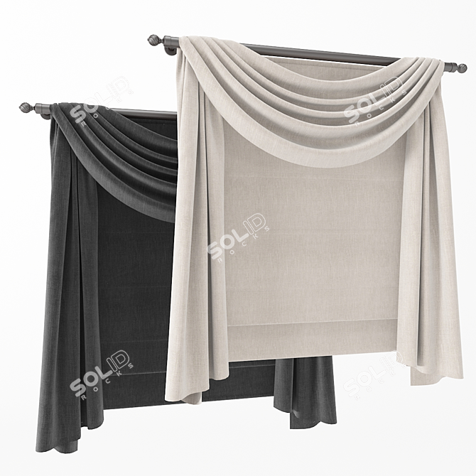 Elegant Roman Blinds for Windows 3D model image 1