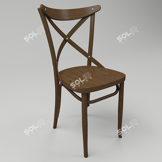 Elegante Italian Dark Wood Chair 3D model image 1