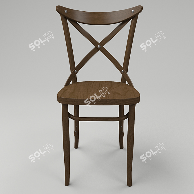 Elegante Italian Dark Wood Chair 3D model image 3