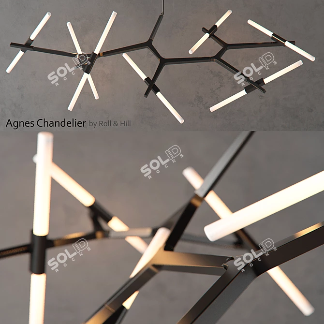 Elegant Agnes Chandelier: Roll into Radiance 3D model image 1