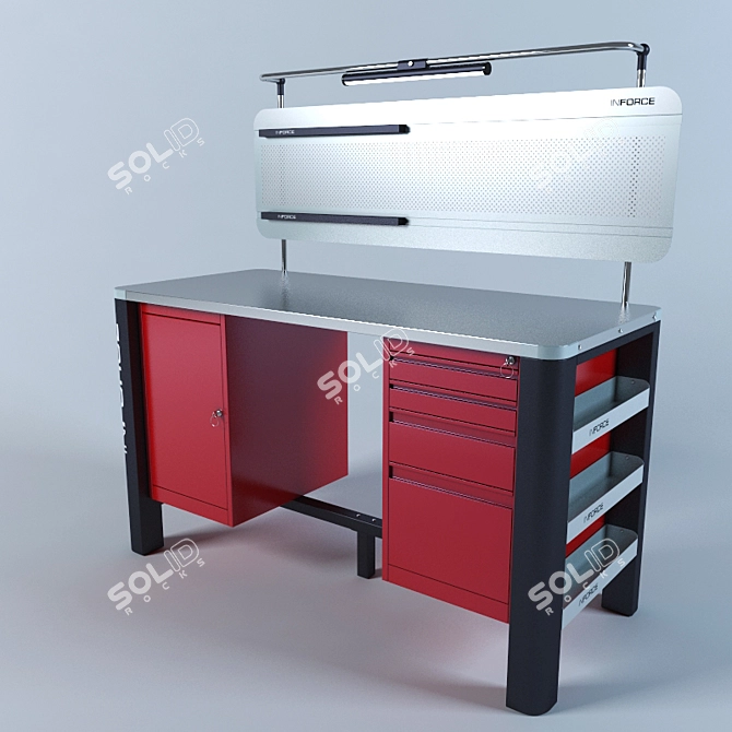 Professional Woodworking Workbench 3D model image 2