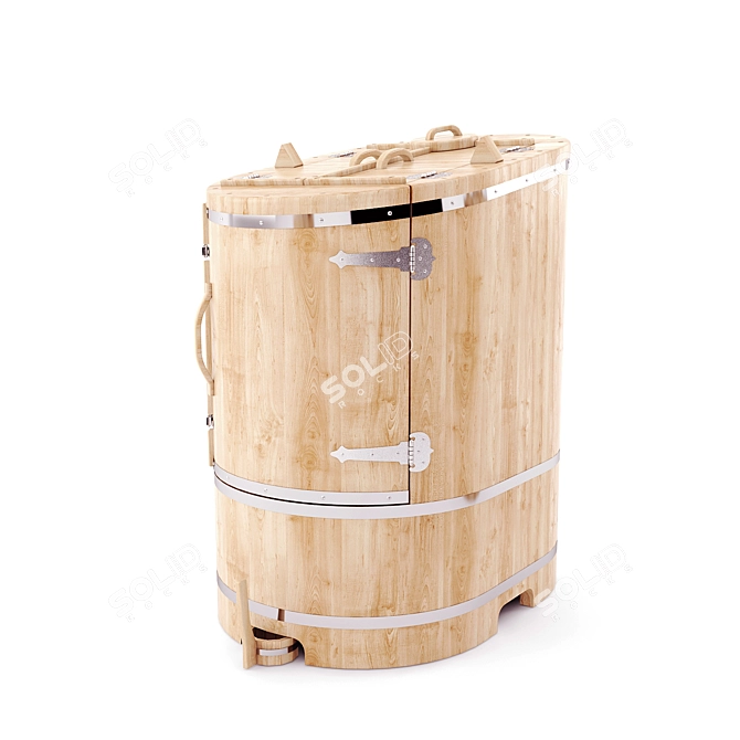 Oval Cedar Barrel: Textured, Open & Closed 3D model image 2