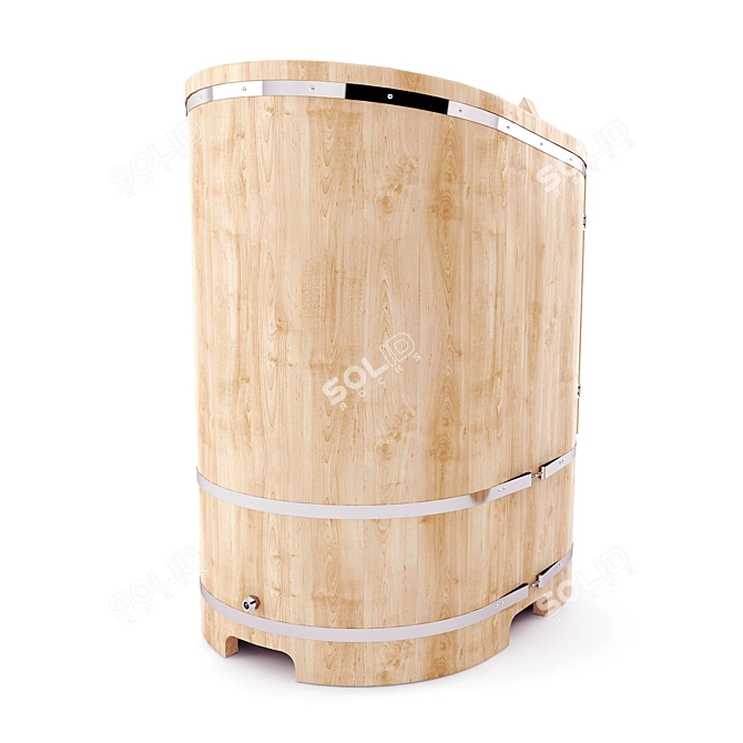 Oval Cedar Barrel: Textured, Open & Closed 3D model image 3