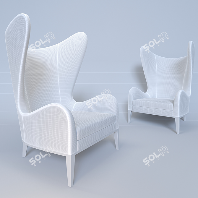 SE London Lounge Armchair | Happiness in Velvet & Leather 3D model image 2