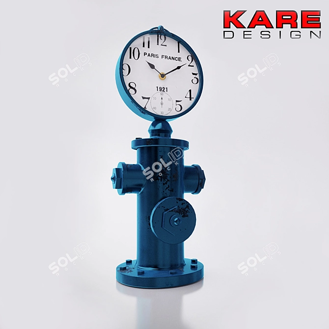 Title: Hydrant Blue Industrial Clock 3D model image 1