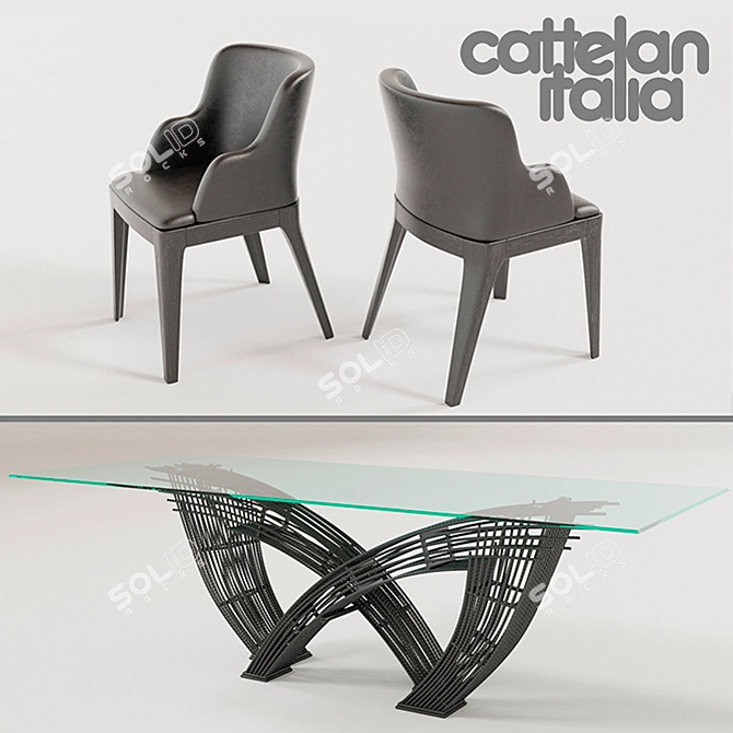 Contemporary Hystrix Dining Table 3D model image 2