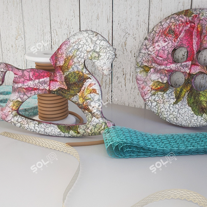 Handcrafted Decoupage Decor Set 3D model image 3