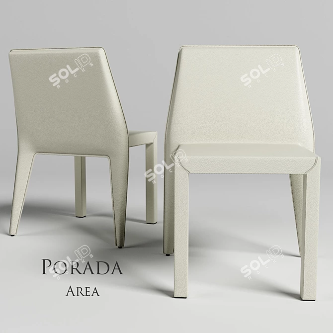 Sleek Leather Chair 3D model image 1