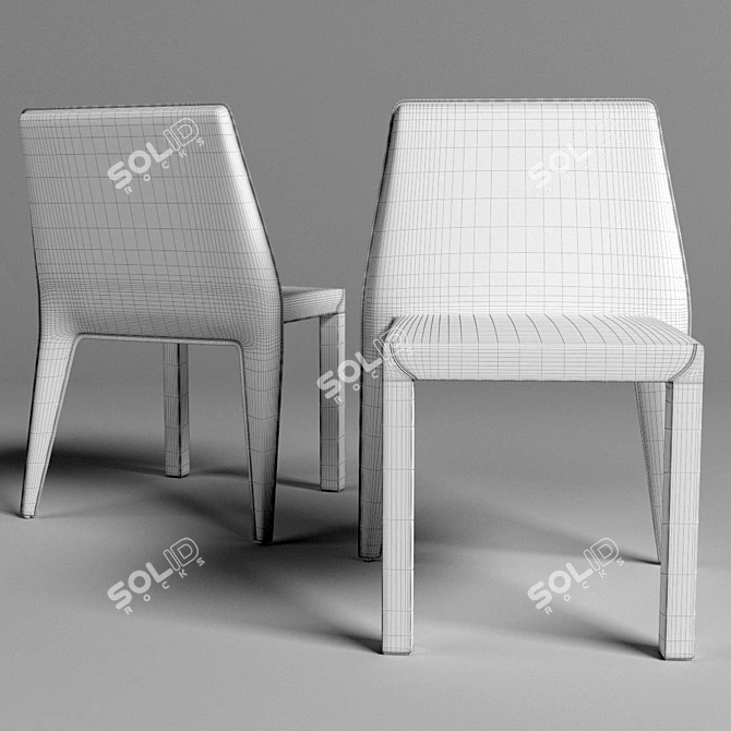 Sleek Leather Chair 3D model image 2