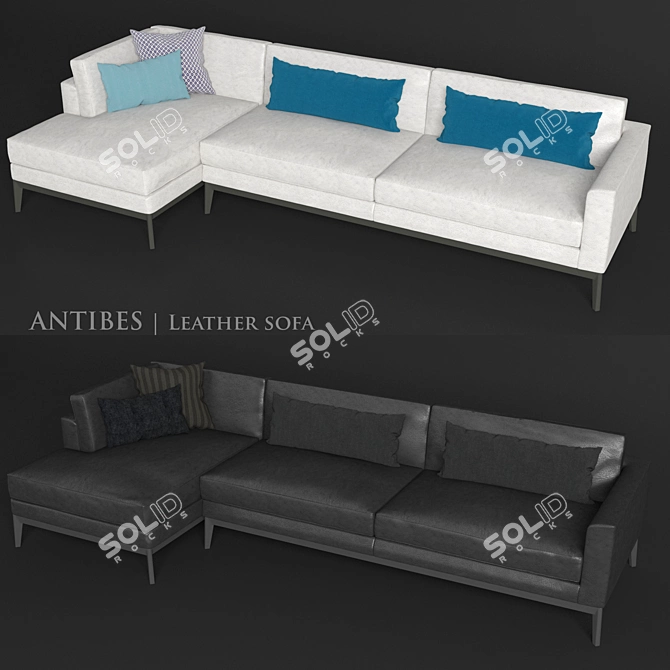 Elegant Leather Corner Sofa 3D model image 1