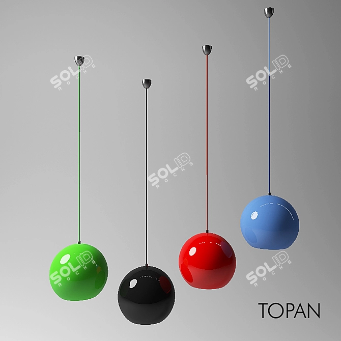 Colorful Topan VP6 Hanging Lamp 3D model image 2