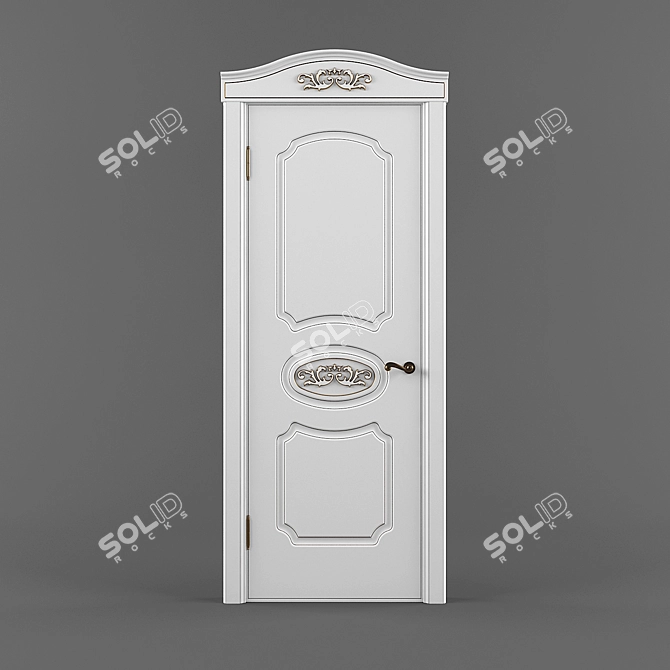 Elegant MDF Door with Embossed Design 3D model image 1