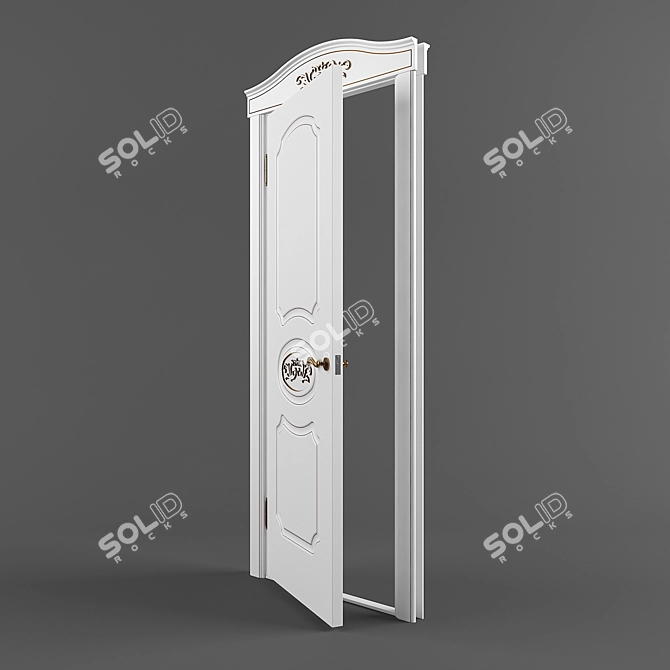 Elegant MDF Door with Embossed Design 3D model image 2