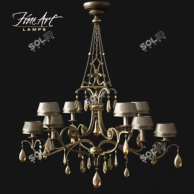 Elegant Golden Aura Chandelier 3D model image 1