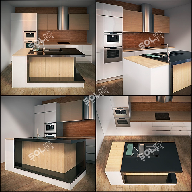 Elegant and Efficient Kitchen Furniture 3D model image 2