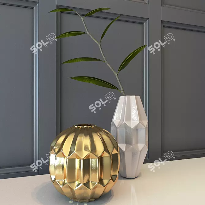 Title: Quirky Blooms Vase Set 3D model image 1