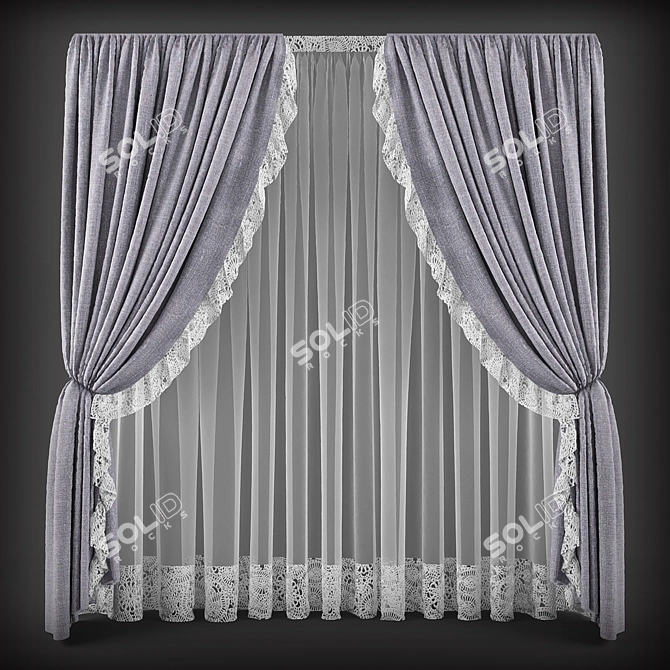 Elegant Classic Curtains 3D model image 1