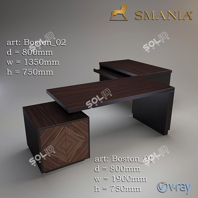 Elegant Boston Table 3D model image 1