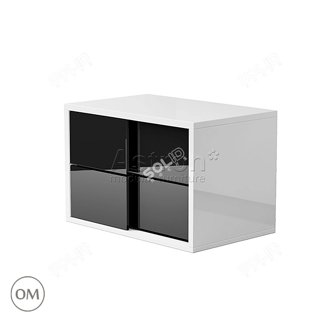 Milana Bedside Table - AS74.02, Modern High Gloss Finish 3D model image 2