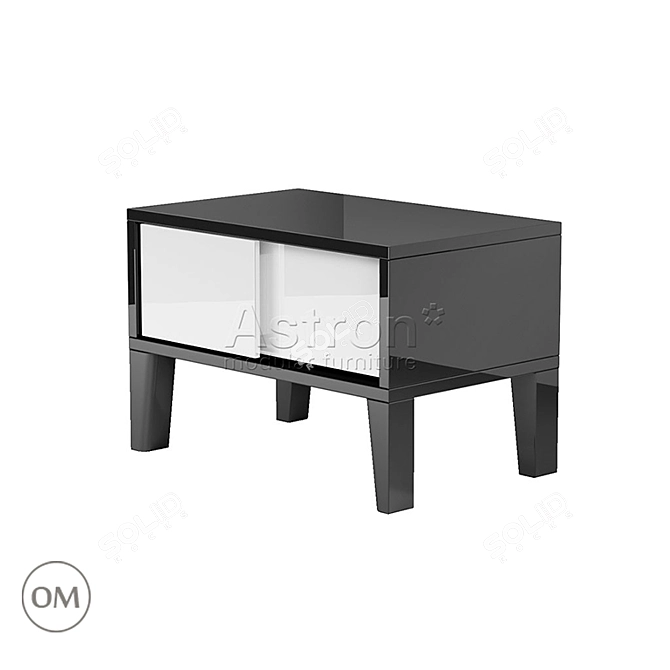 Milana High-Gloss Bedside Table 3D model image 1
