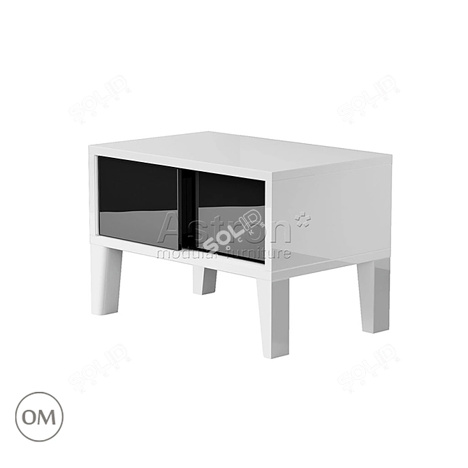 Milana High-Gloss Bedside Table 3D model image 2