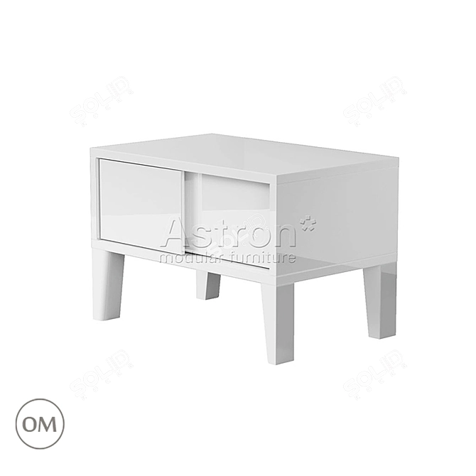 Milana High-Gloss Bedside Table 3D model image 3